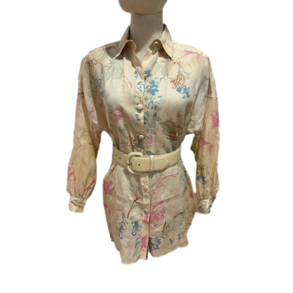 80s PASTEL FLORAL BOLD PRINT ITALIAN OVERSIZED TUNIC BLOUSE MAXI SKIRT S - Picture 7 of 16